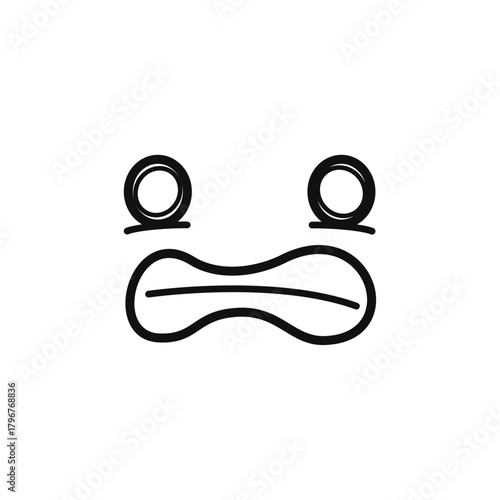 Sad Expression with Round Eyes - Simple Cartoon Face Icon for Emotional Communication