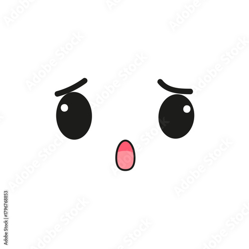 Cute Surprised Face with Raised Eyebrows Expression Kawaii Style Illustration