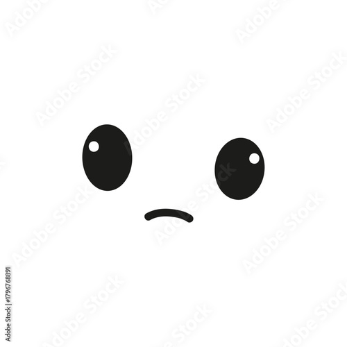 A minimalist cartoon illustration featuring a white square with a sad face expressing discontent and sadness
