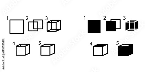 formula for cube box icon set vector
