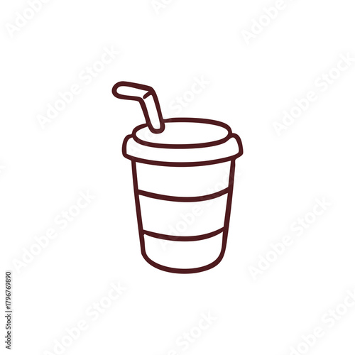 Disposable Coffee Cup with Straw Illustration