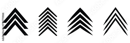 Collection of swipe up arrow icon set. Assorted black arrow icon set with directional concepts. swipe up icons in various styles on a white background. Vector illustration.