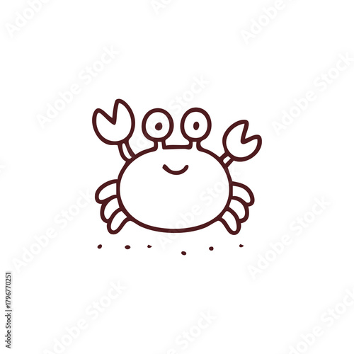 Smiling Crab Icon on White Background