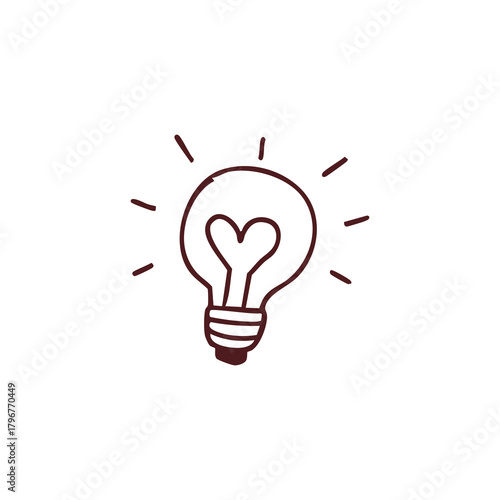 Vector illustration of a heart shaped lightbulb