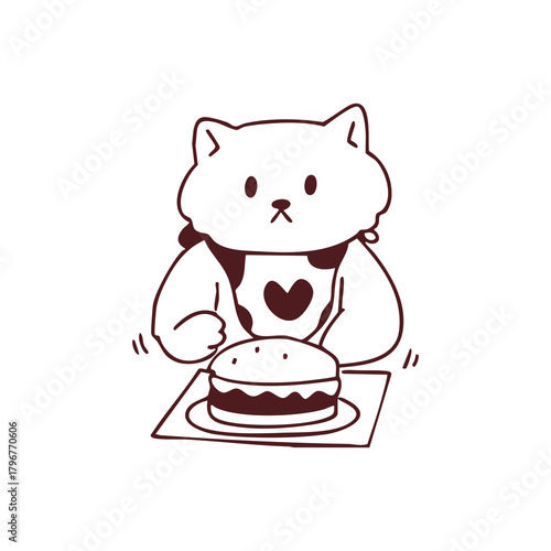 Cute Cat Baker with Chocolate Cake