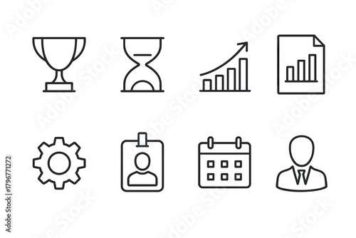 Minimalist line icons for business and productivity