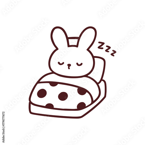 Adorable Cartoon Rabbit Sleeping in Bed