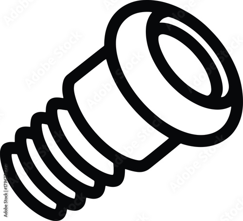Black and white simple line art illustration of a screw bolt fastener