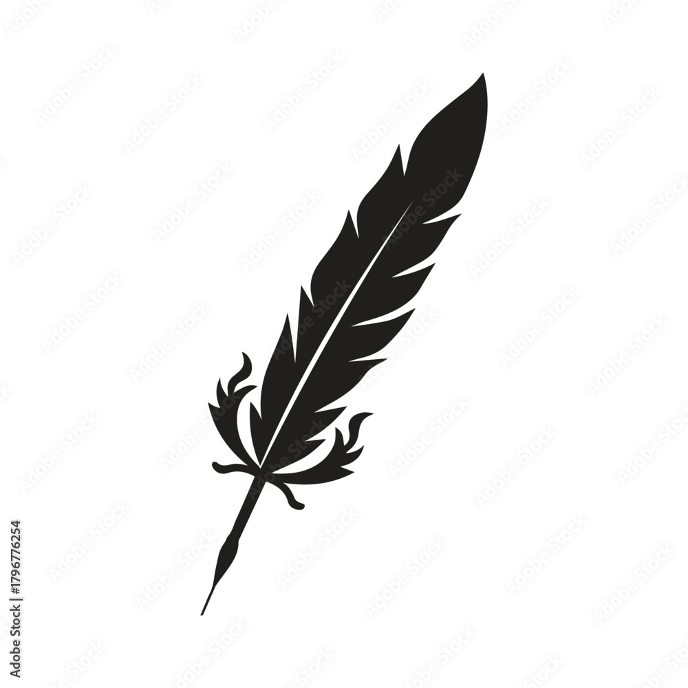 Obraz premium Classic Standing Feather Pen Emblem Representing Strength Wisdom and Timeless Writing