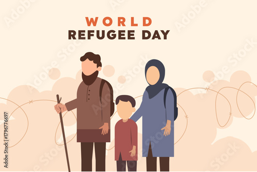 An illustration of an exiled family, capturing the humanitarian suffering of the banished.