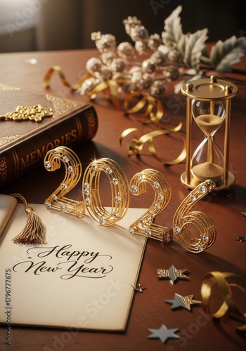Happy New Year 2026 Greeting Card Layout	