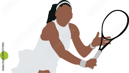 Minimal Vector Illustration of a Female Tennis Player
