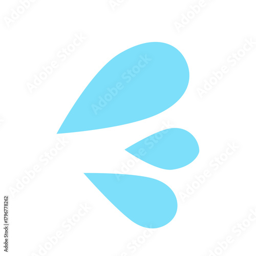 焦りを表すマーク、水しぶきアイコン 、シンプルな水滴マーク