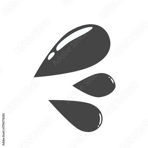 焦りを表すマーク、水しぶきアイコン 、シンプルな水滴マーク