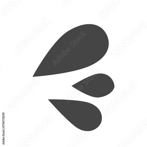 焦りを表すマーク、水しぶきアイコン 、シンプルな水滴マーク