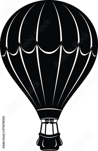Vintage Hot Air Balloon Silhouette - Adventure, Travel, and Sky Journey Vector Icon