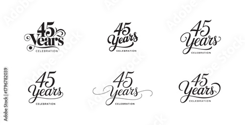 45 Years Celebration Calligraphy Typography Logo Design