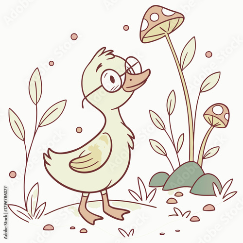 Playful Bashful Duck design, styled with wearing glasses and Whimsy Woods shades in a Fairy forest setting