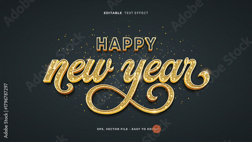 Happy New Year Gold Glitter Text Effect