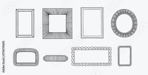 Collection of decorative vintage and antique picture frames in various shapes and ornate styles