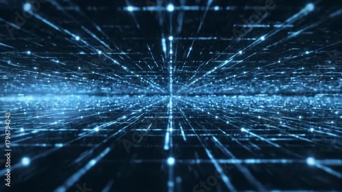 Abstract blue network background with glowing lines and dots in a futuristic design style