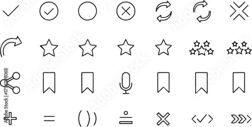 Set of basic user interface vector line icons