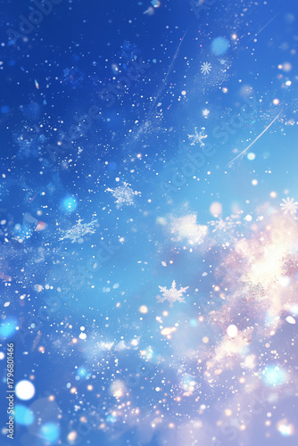 雪の結晶が舞う青い空
