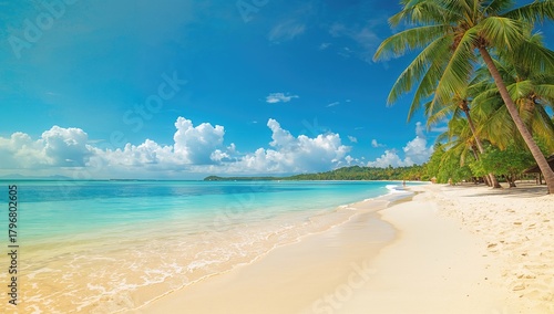 Fototapeta Naklejka Na Ścianę i Meble -  Tropical island getaway with pristine beach, seasonal relaxation