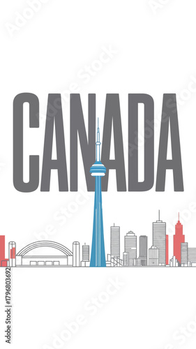 Canada Skyline Illustration Toronto Landmark Vector Design
