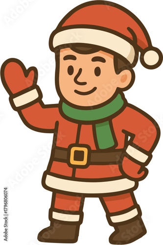 Flat Design Santa Kid Character – Cute Christmas Illustration