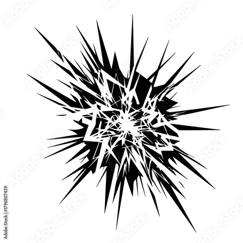 Abstract Black and White Spiked Geometric Design.