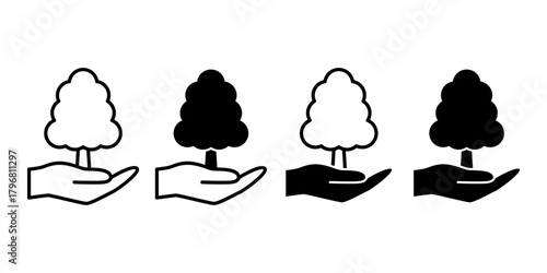 Forest Protection Black Icon Bundle for Nature Conservation and Tree Preservation