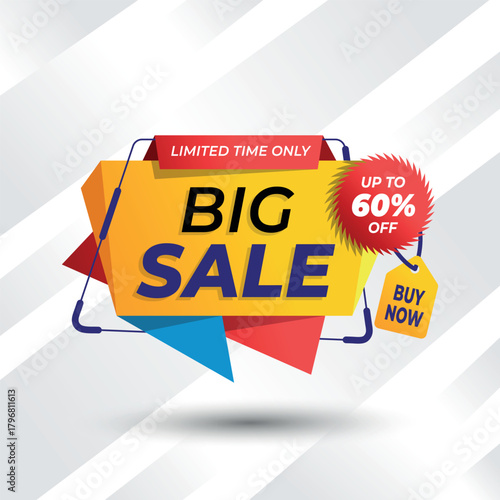 Big Sale Limited Time Offer Banner with Up to 60% off