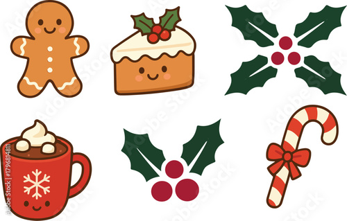 cute christmas clipart gingerbread cocoa candy cane holly