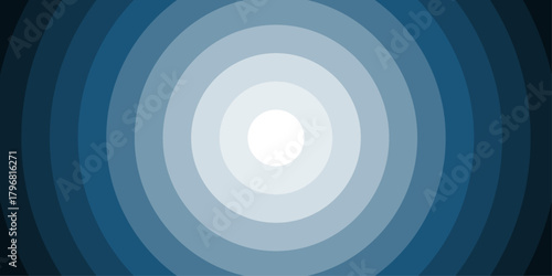 Abstract blue concentric radial circles background with gradient geometric minimalist vector designs