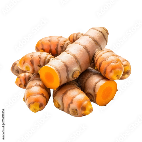 Fresh turmeric (kunyit) isolated on transparent background