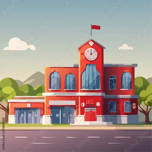 View of the fire station