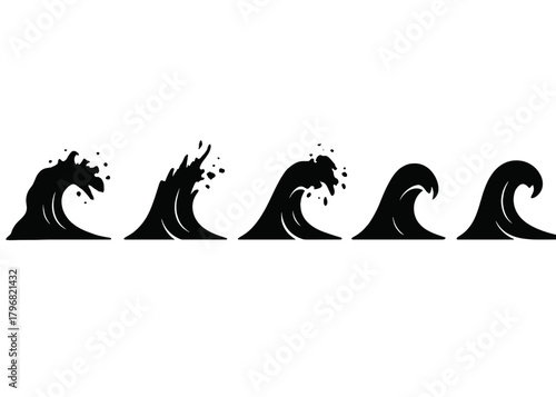 Waves crashing at the beach during sunset with different formations and styles captured creatively