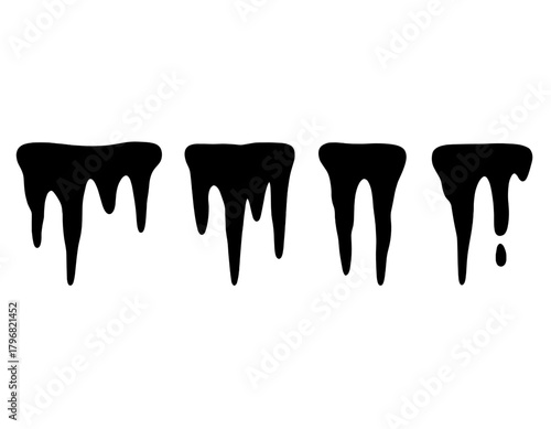 Black dripping paint design on a white background creating a bold and striking visual effect in a simplistic style