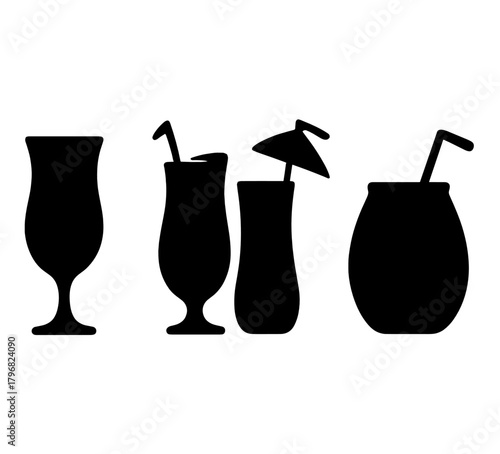 Colorful cocktails in various styles arranged for a summer party celebration setting