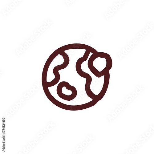 Minimalist Earth Icon in Burgundy