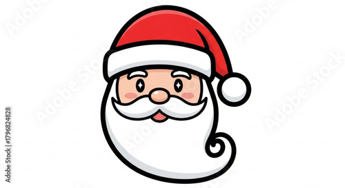 Joyful Santa Claus face illustration spreading holiday cheer and festive spirit with classic red hat and white beard, perfect for Christmas celebrations