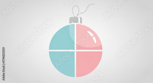 Charming pastel Christmas ornament with segmented design brings festive cheer and modern elegance to holiday decorations, perfect for winter celebrations and gift wrapping.