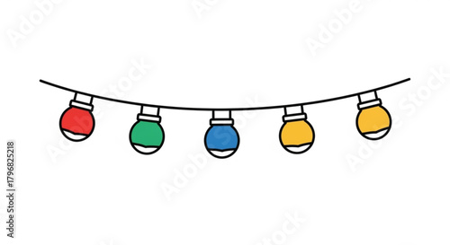 Vibrant string lights in red, green, blue, and yellow add festive charm to any celebration or holiday decor project