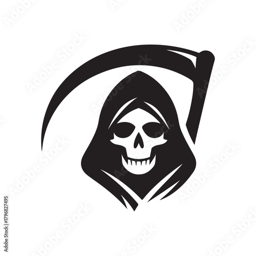 minimalist grim reaper vector silhouette clip art logo design illustration