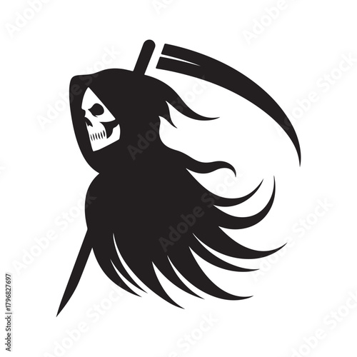 minimalist grim reaper vector silhouette clip art logo design illustration