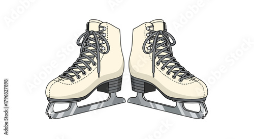 Winter christmas holiday gift of ice skates, vector
