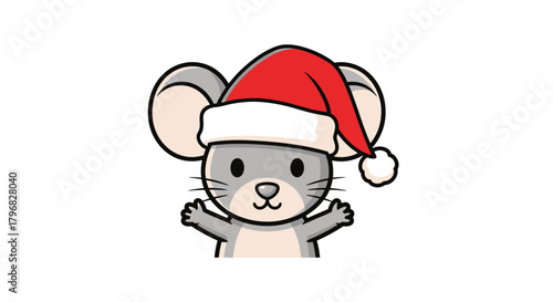 Cute mouse in a Santa hat for the Christmas holiday