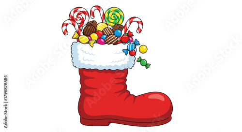 A christmas holiday gift decoration boot with candy