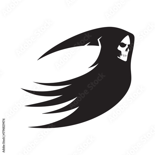 minimalist grim reaper vector silhouette clip art logo design illustration